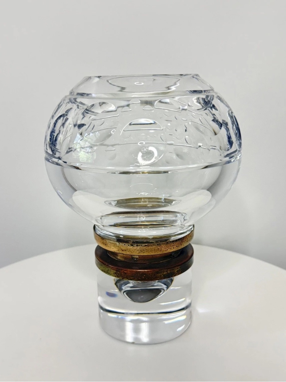 ORREFORS Crystal Hurricane Candle Holder Lamp Designed by Jan Johansson